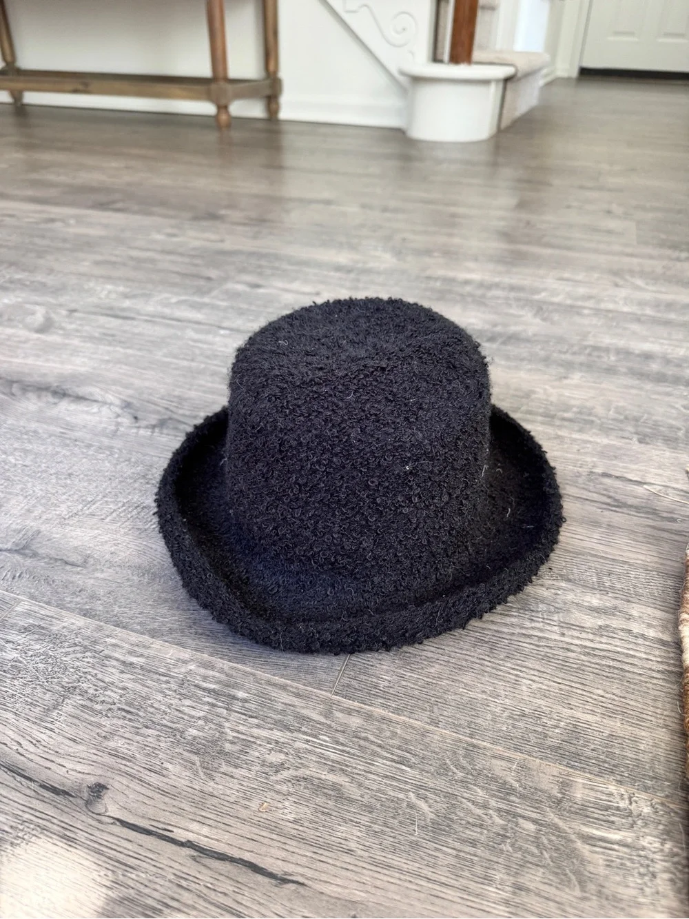 Liz Claiborne Wool Black Bouclé Knit Bucket Hat